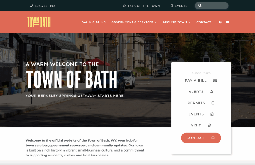 Town of Bath Homepage Above the Fold Website Redesign